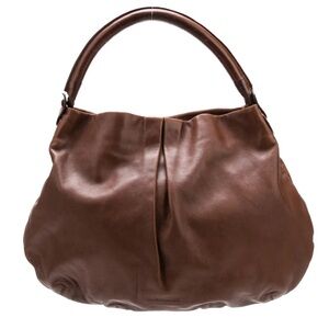 JIL SANDER Soft Lambskin Leather Brown Hobo. Gently worn. Medium.